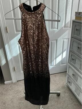 Ombré sequin halter dress